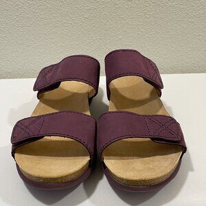 DANSKO "Maddy"  NEW Nubuck 2 Strap Wedge Slide Sandal Cork Footbed Wine 11.5